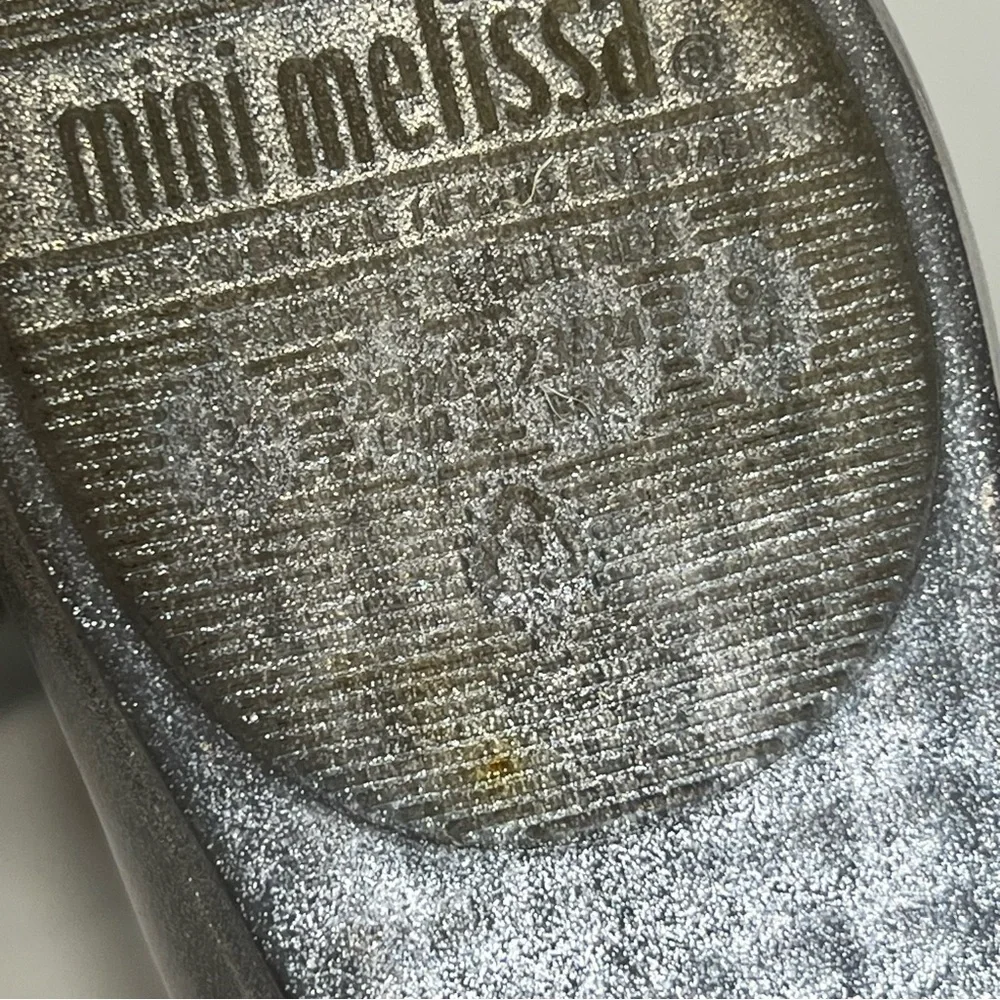 Mini Melissa Kids' Silver Glitter Shoes with Butterflies size 9
